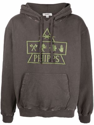 Phipps logo print drawstring hoodie - Brown