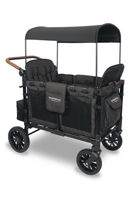 WonderFold W4 Luxe 4-Passenger Multifunctional Stroller Wagon in Volcanic Black