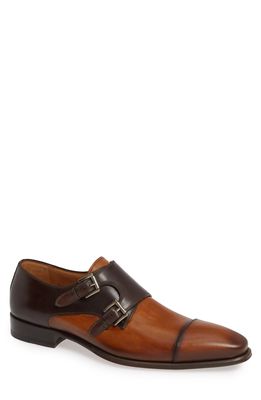 Mezlan Bardem Double Monk Strap Shoe in Tan/Brown Leather