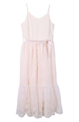 Zunie Kids' Floral Tulle Dress in Champagne