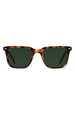 Vincero Cooper 50mm Polarized Rectangle Sunglasses in Rye Tortoise Green