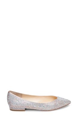 Betsey Johnson Crystal Pave Pointed Toe Flat in Nude