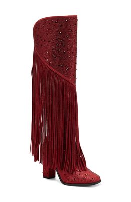 Jessica Simpson Asire Fringe Knee High Boot in Wicked Red