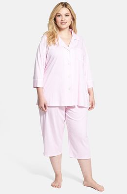 Lauren Ralph Lauren Knit Crop Pajamas in Lagoon Pink/White Stripe