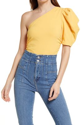 Free People Somethin Bout You One-Shoulder Bodysuit in Sunset Gold