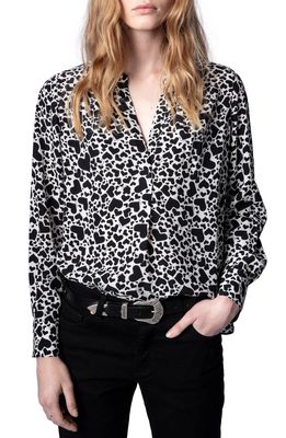 Zadig & Voltaire Tink Heart Print Blouse in Noir