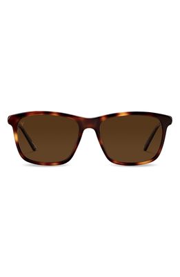 Vincero Presley 56mm Polarized Rectangle Sunglasses in Rye Tortoise Brown