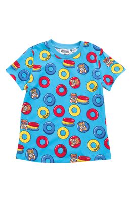 Moschino Kids' Floats Bear Stretch Cotton T-Shirt in 82787 Aqua Prnt
