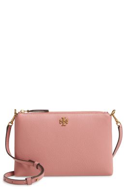 Tory Burch Kira Pebbled Leather Wallet Crossbody Bag in Pink Magnolia
