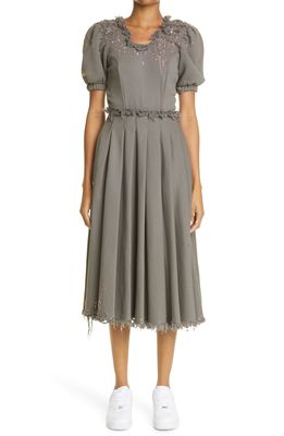 Liberal Youth Ministry Crystal Embellished Puff Sleeve Dress in Grey