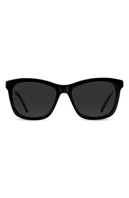 Vincero Emery 56mm Polarized Round Sunglasses in Jet Black Smoke