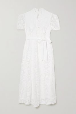 Erdem - Lauren Belted Cotton-blend Lace Midi Dress - Ivory