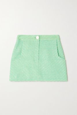 Rowen Rose - Metallic Cotton-blend Tweed Mini Skirt - Green