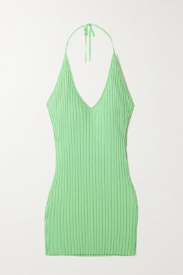 GAUGE81 - Tala Ribbed-knit Halterneck Mini Dress - Green