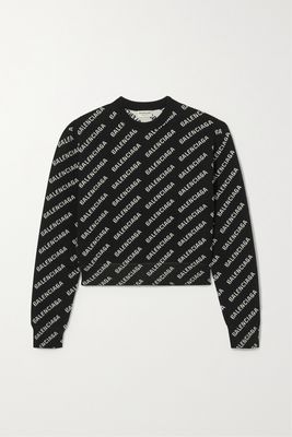 Balenciaga - Cropped Intarsia-knit Sweater - Black