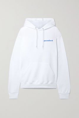 Paradised - It Comes In Waves Printed Cotton-blend Jersey Hoodie - White