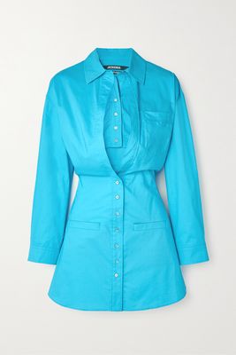 Jacquemus - Baunhilha Layered Cutout Cotton-poplin Shirt Dress - Blue