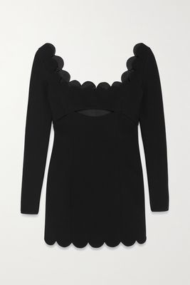 SAINT LAURENT - Cutout Scalloped Wool-crepe Mini Dress - Black
