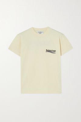 Balenciaga - Embroidered Cotton-jersey T-shirt - Cream