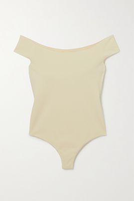 Khaite - Nima Off-the-shoulder Stretch-cotton Jersey Thong Bodysuit - Cream