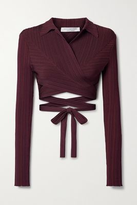 Philosophy di Lorenzo Serafini - Cropped Ribbed-knit Wrap Top - Purple