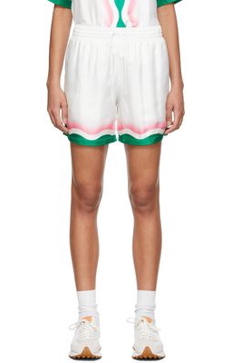 Casablanca White Silk Shorts