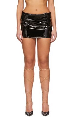 Danielle Guizio Black Patent Leather Mini Skirt