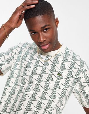 Lacoste all over print t-shirt in white