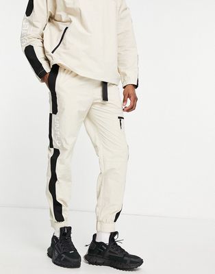 Topman skinny untitled belted cargo pants in off white - part of a set