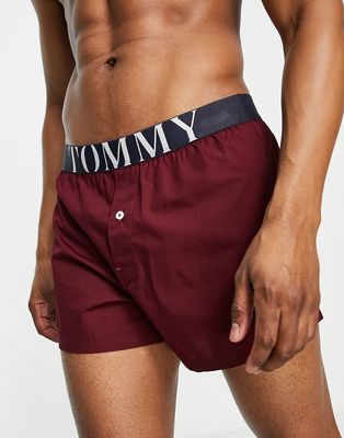 Tommy Hilfiger woven boxers in burgundy-Red