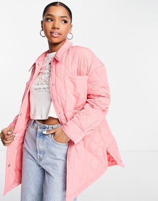 Urban Bliss quilted shacket in candy pink