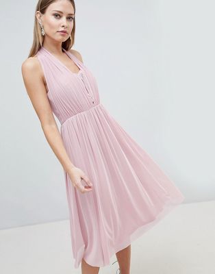 Lipsy Multiway Midi Chiffon Dress-Pink