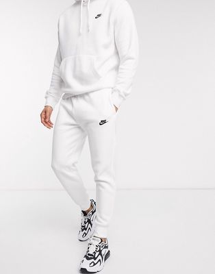 Nike Club Fleece cuffed sweatpants in white