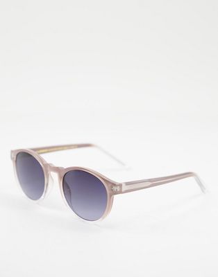 A.Kjaerbede Marvin unisex round sunglasses in gray to clear fade