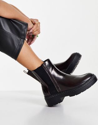 River Island patent chunky flat boot in black