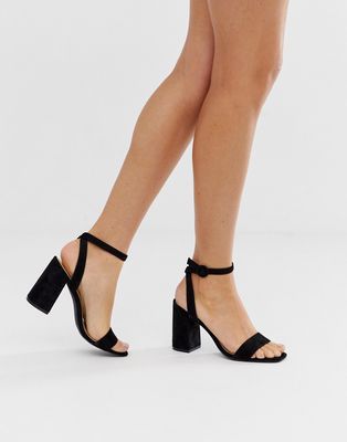 RAID Wink black square toe block heeled sandals