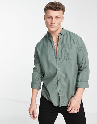 River Island long sleeve crepe shirt in green
