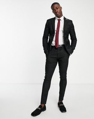Bolongaro Trevor wedding textured skinny fit tuxedo suit pants-Black