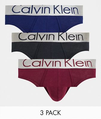 Calvin Klein 3 pack metallic waistband trunks in multi