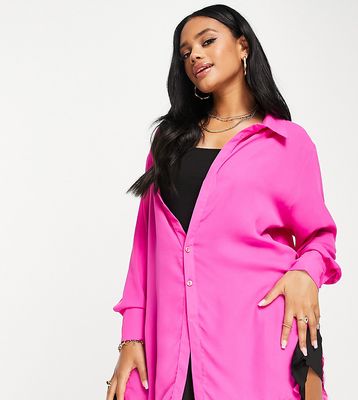 ASYOU sheer shirt dress with frayed hem in pink