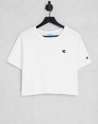 Champion cropped t-shirt with logo in white