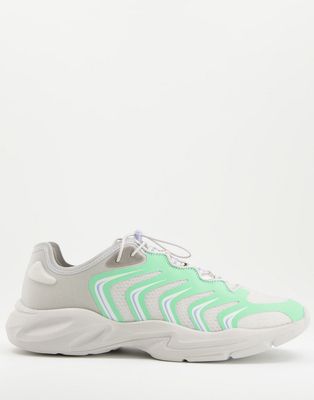ASOS DESIGN sporty sneakers in gray with green panelling-Blue