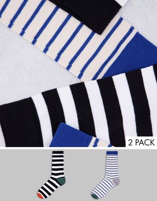 ASOS DESIGN 2 pack stripey ankle socks in multicolor