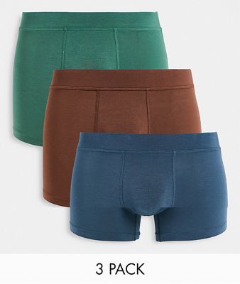 Gilly Hicks 3 pack stretch boxer briefs in brown, blue and green-Multi