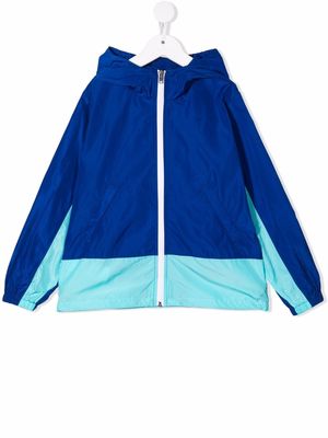 Marni Kids two-tone zip-up hooded jacket - Blue