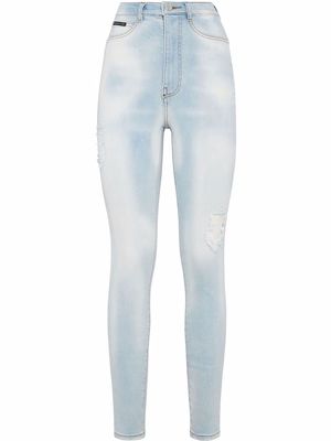 Philipp Plein high-rise distressed skinny jeans - Blue