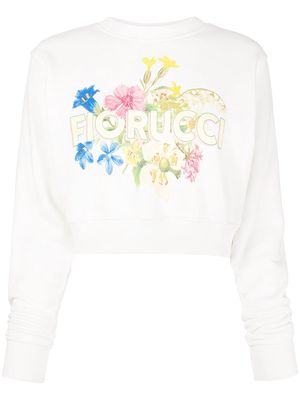 Fiorucci Floral Fiorucci crop sweatshirt - White