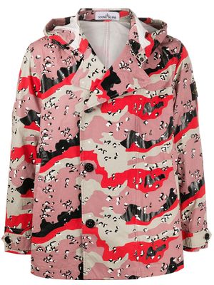 Stone Island hooded camouflage-print parka - Pink