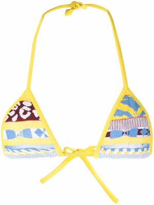 Laneus fine-knit bikini top - Yellow