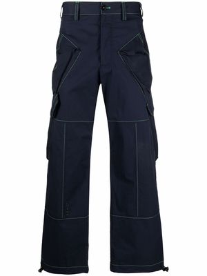 MSGM contrast-stitch cargo pants - Blue